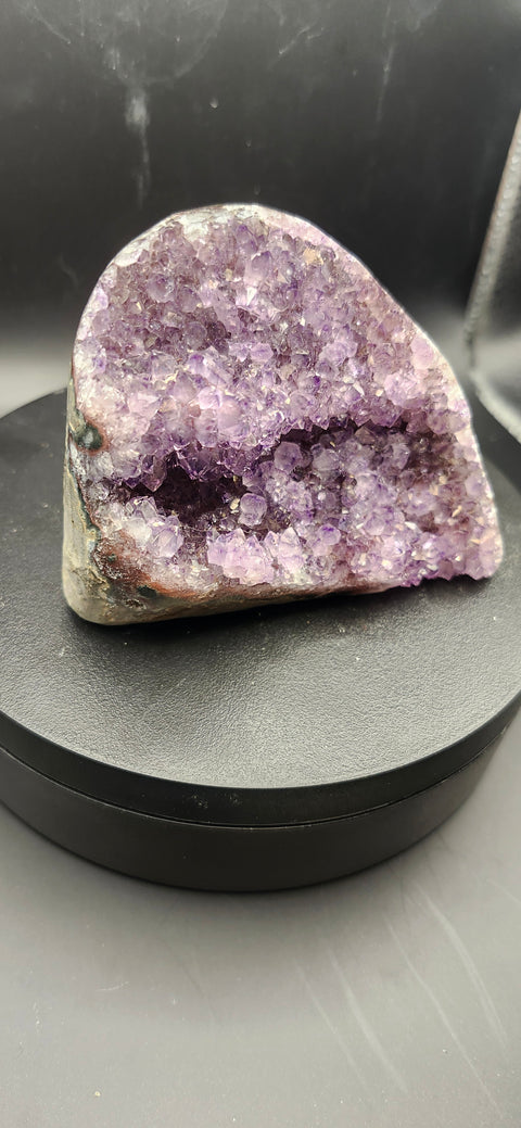 Amethyst cut base free form! 12 ounces, 3.6 inches long, 2.8 tall