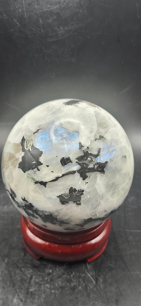 Rainbow moonstone sphere! 72mm, 2.8 inches, 1.2 pounds