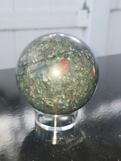 76.7mm, 3.01 inch bloodstone sphere! 1.6 pounds