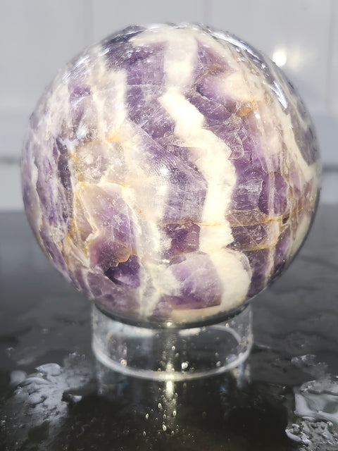 Chevron amethyst sphere! 3.05 inches, 1.7 pounds