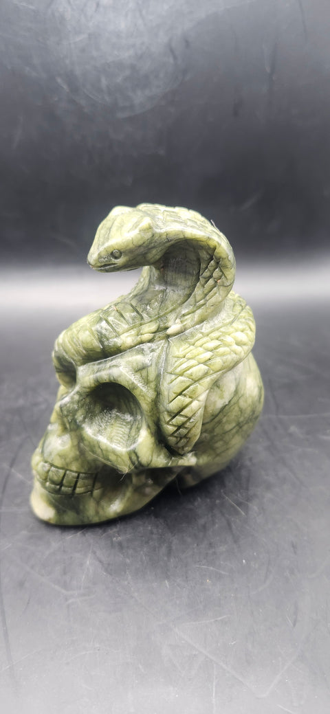 Serpentine skull& king Cobra! 3 inchs tall 2.8 long, 10.6 ounces