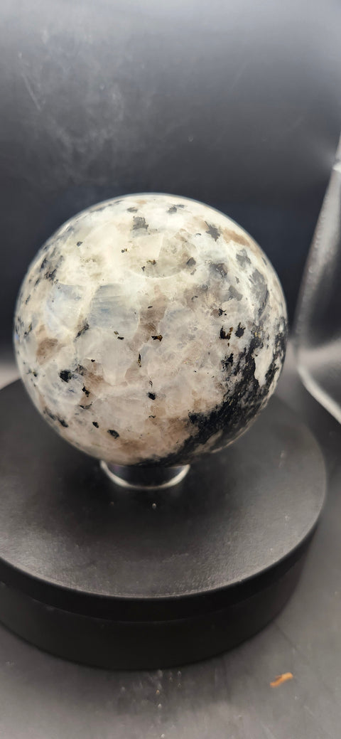 Rainbow moonstone sphere! 83mm, 3.26 inches, 1.14 pounds