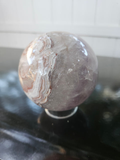 Amethyst lace agate sphere! 85mm, 3.36 inches, 2.1 pounds