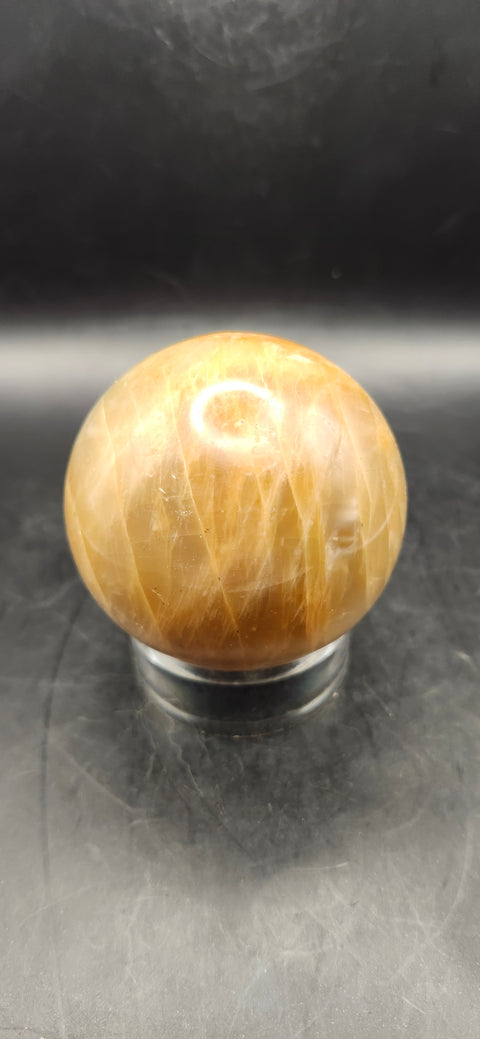 Peach moonstone sphere! 10.3 ounces, 59.6mm, 2.3 inches