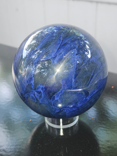Blueberry quartz sphere! 78mm, 3.1 inches, 1.4 pounds