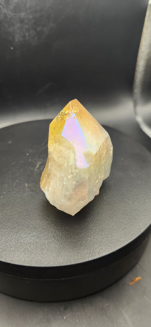 Angel aura citrine polished top point! 4 ounces.