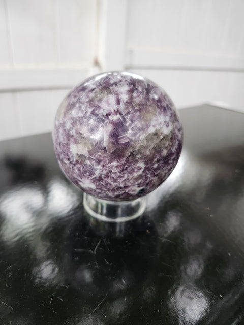 81mm, 3.18 inch Lepidolite sphere! 1.10 pounds