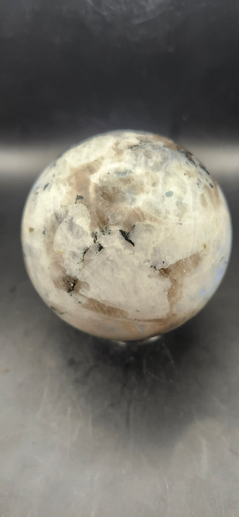 Rainbow moonstone sphere! 73mm, 2.8 inches, 1.3 pounds