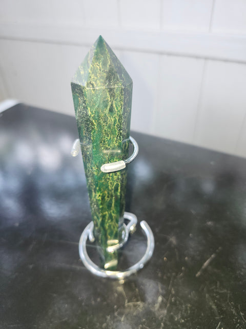 Green jasper scepter! 5.8 ounces, 6.1 inches