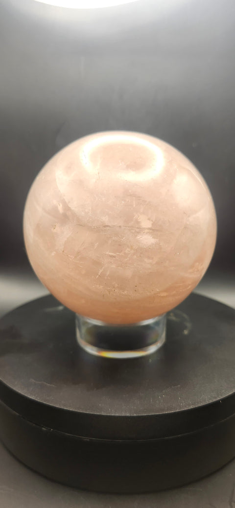 Rose quartz sphere, 85mm, 3.35 inches, 1.15 pounds