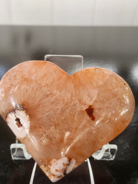 Ferruginous quartz heart! 5.5 ounces, 3.2 inches wide, 2.8 tall