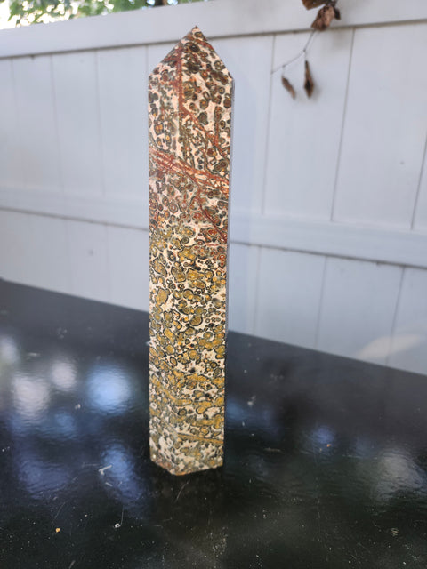 Leopard skin jasper tower! 1.1 pounds, 8.5 inches tall