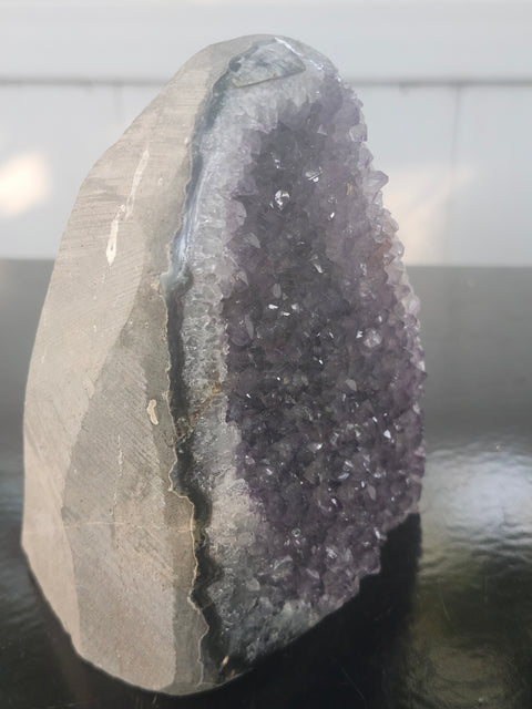 Amethyst cut base free form! 2.1 pounds, 4.6 inches tall, 3.6 inches wide