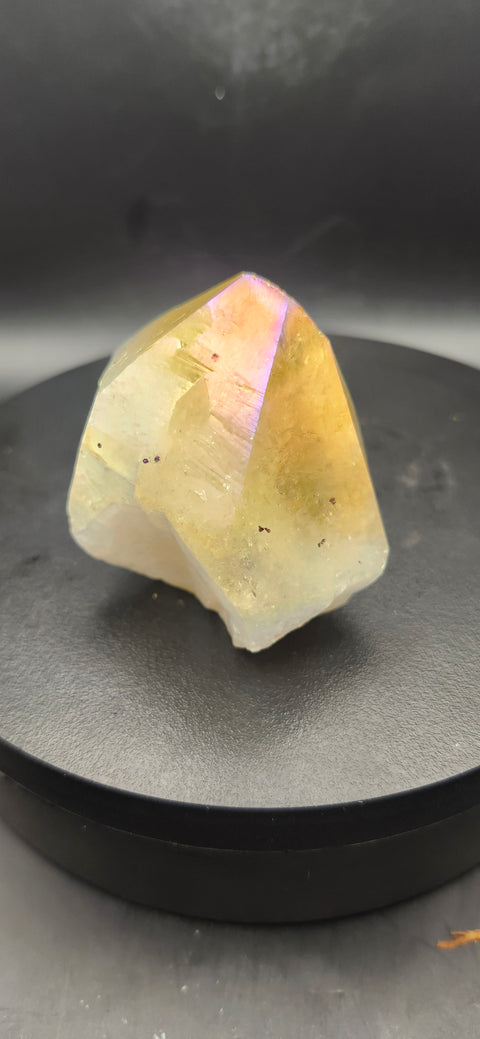 Angel aura citrine polished top point! 3 ounces.