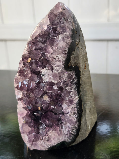 Amethyst cut base free form! 1.12 pounds, 4.9 inches tall, 2.8 wide