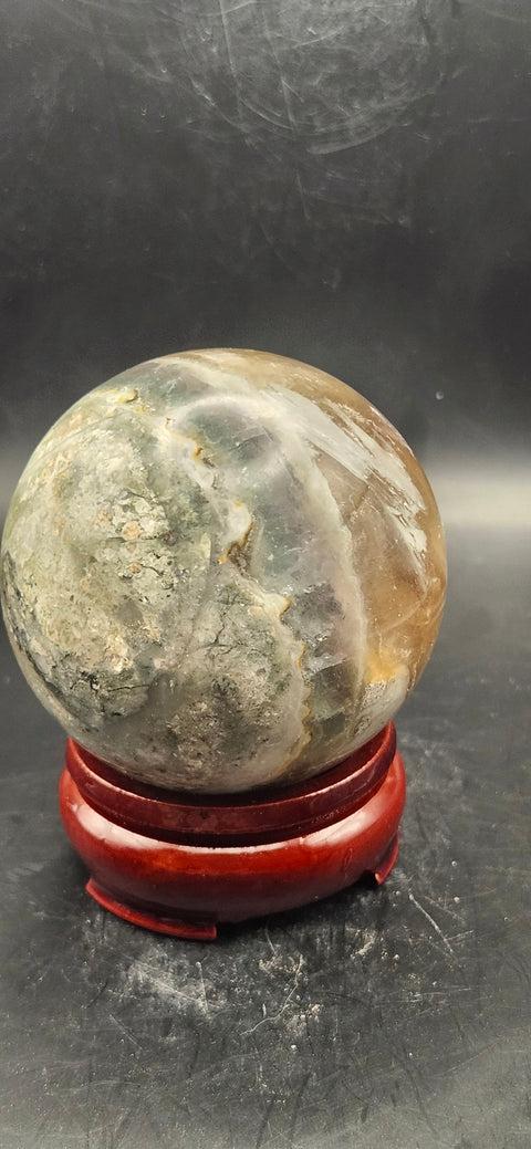 Florite/ ferruginous quartz sphere!! 15.7 ounces, 65.6mm, 2.5 inches
