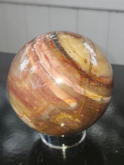 Large polychrome jasper sphere! 90mm, 3.56 inches, 2.4 pounds