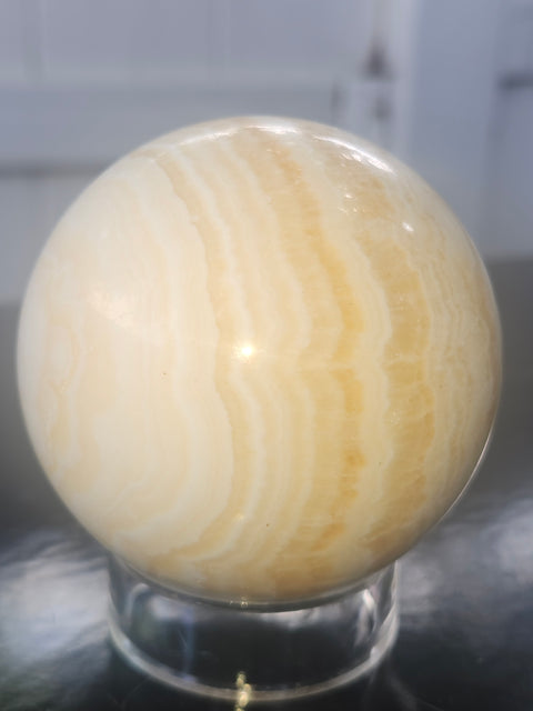 Orange calcite sphere! 67mm, 2.6 inches, 15 ounces
