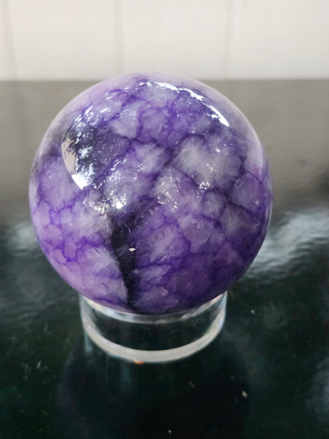 Purple crackle quartz sphere! 64mm, 2.5 inches, 13.6 ounces