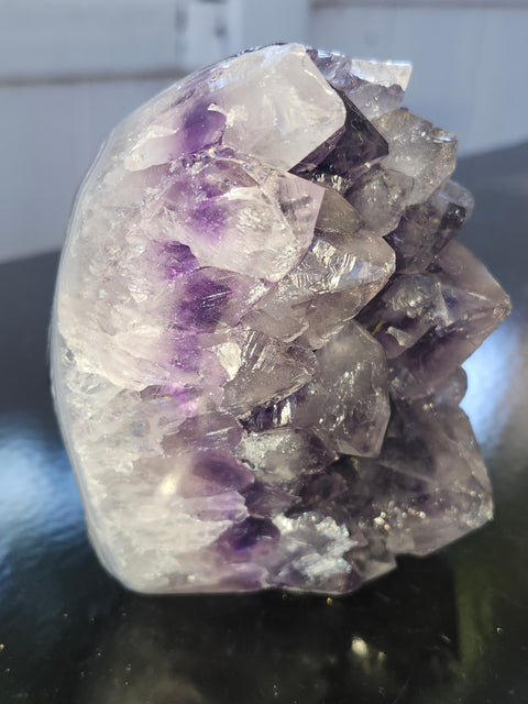 Amethyst cut base free form! 1.14 pounds, 4.1 inches tall, 3.3 wide