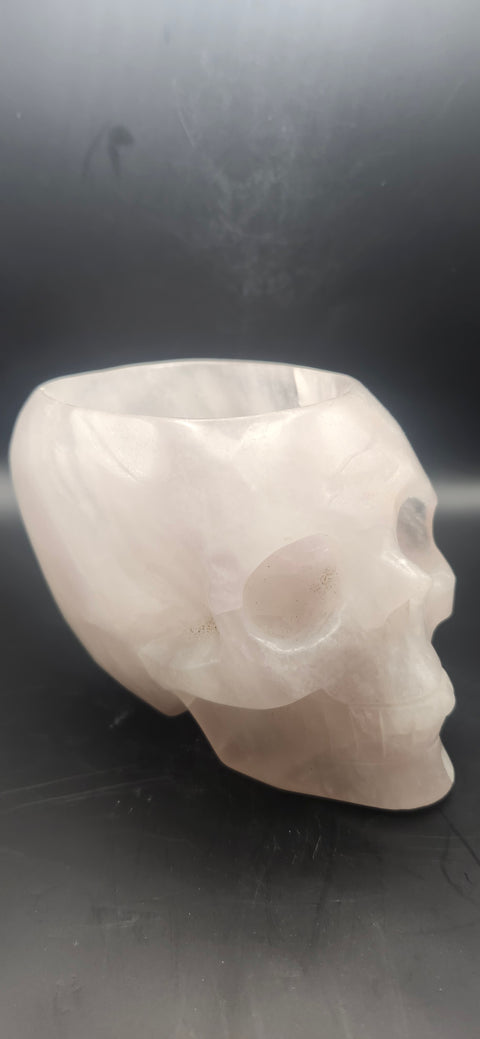 Striped Calcite skull offering bowl. 2.8 pounds, 5 by 4 by 3 inches