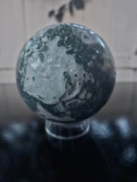 1.12 pound, 84.9mm, 3.34 inch moss agate sphere