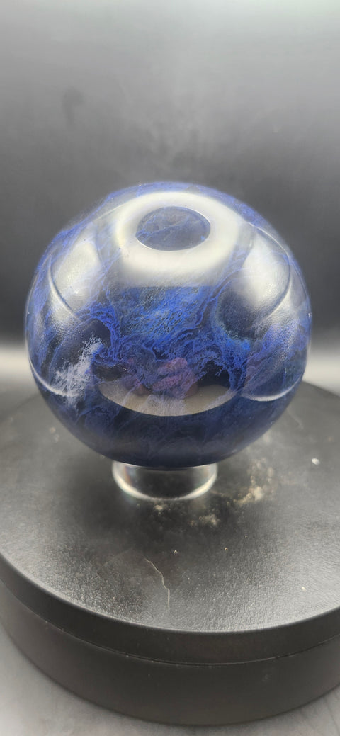 Blueberry smelting quartz sphere! 1.2 pounds, 75.8mm, 2.98 inches