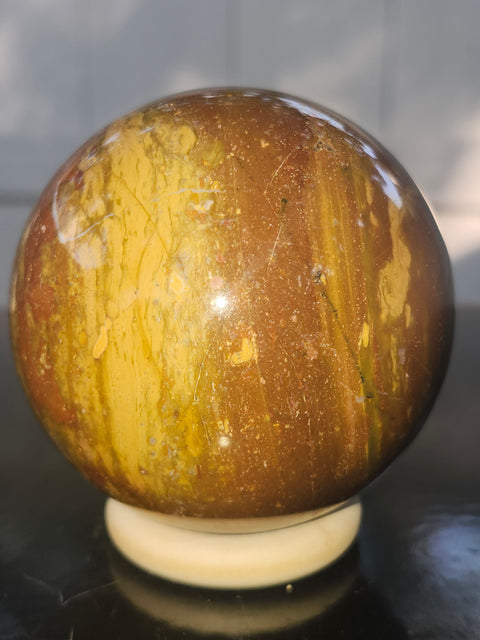 Ocean jasper sphere! 70.6mm, 2.77 inches, 1.1 pounds