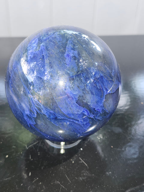 Blueberry quartz sphere! 78mm, 3.1 inches, 1.4 pounds