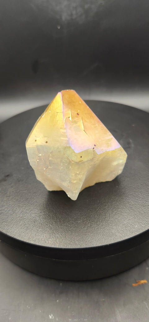 Angel aura citrine polished top point! 3 ounces.