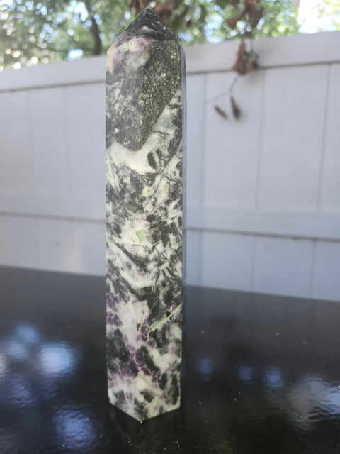 Opalized fluorite tower! 1.8 pounds, 8 inches tall