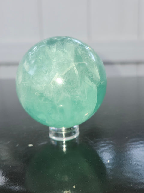 Green florite sphere! 6.8 ounces, 48mm, 1.9 inches