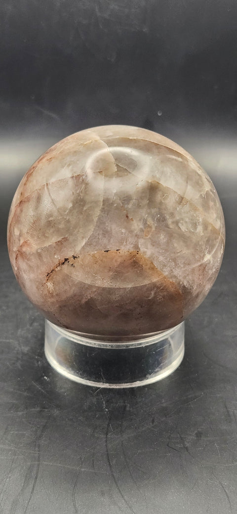 Fire quartz sphere! 64.3mm, 2.5 inches, 13 ounces