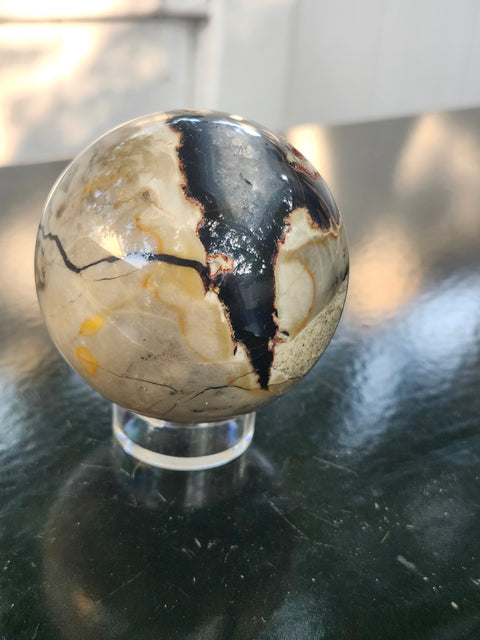 Druzy volcanic agate sphere! 11 ounces, 62mm, 2.4 inches