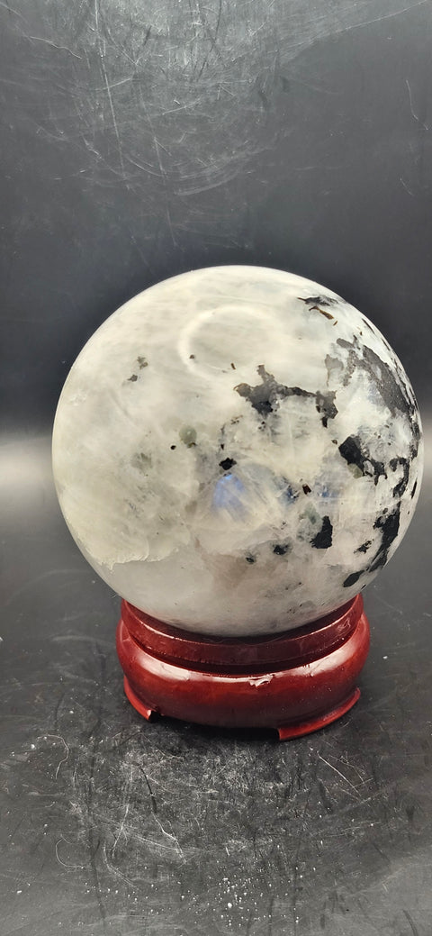 Rainbow moonstone sphere! 74mm, 2.9 inchs, 1.4 pounds
