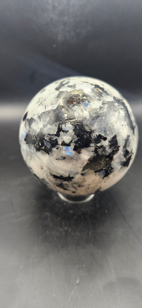 Rainbow moonstone sphere! 80mm, 3.15 inches, 1.11 pounds