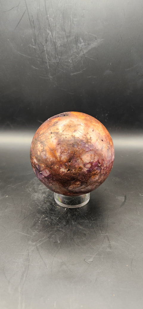 Ferruginous quartz sphere. 68.2mm, 2.68 inches, 15 ounces
