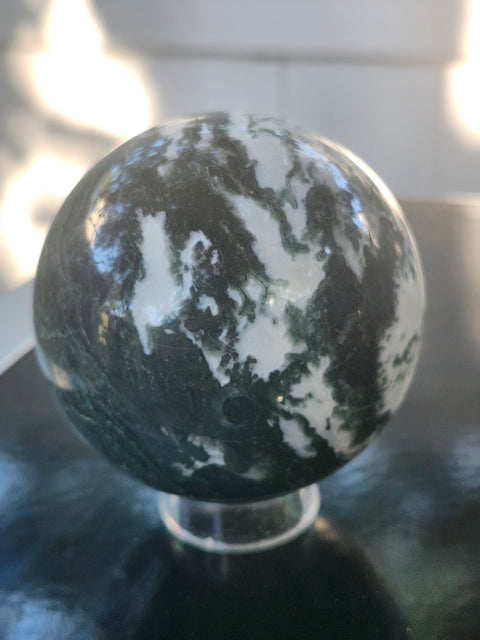 Moss agate sphere! 71mm, 2.8 inches, 1.1 pounds