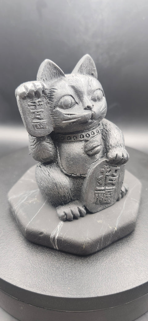 Maneki neko Shungite figurine! 6 ounces, 3.5 inches tall