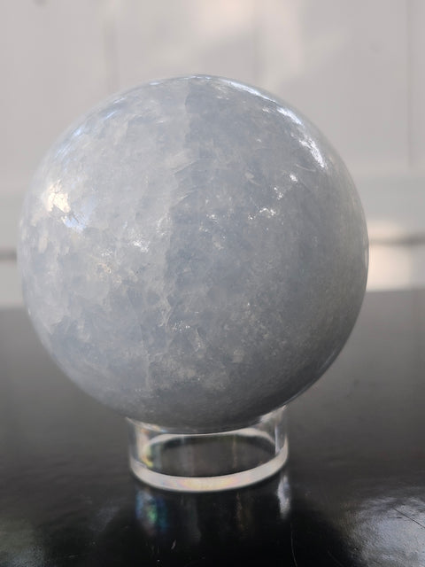 Blue calcite sphere! 13.8 ounces, 65mm, 2.56 inches