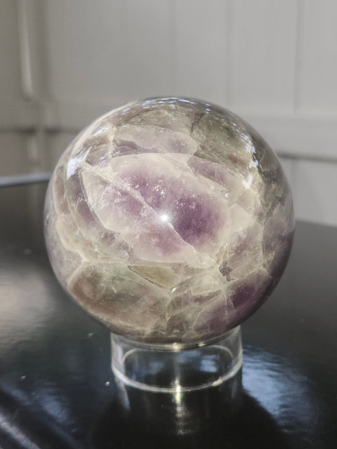 Chevron amethyst sphere! 1.9 pounds, 79mm, 3.1 inches