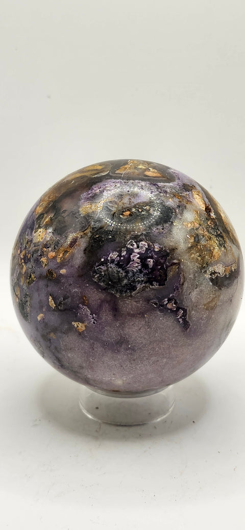Opalized fluorite sphere! 71mm, 2.8 inches, 1.3 pounds