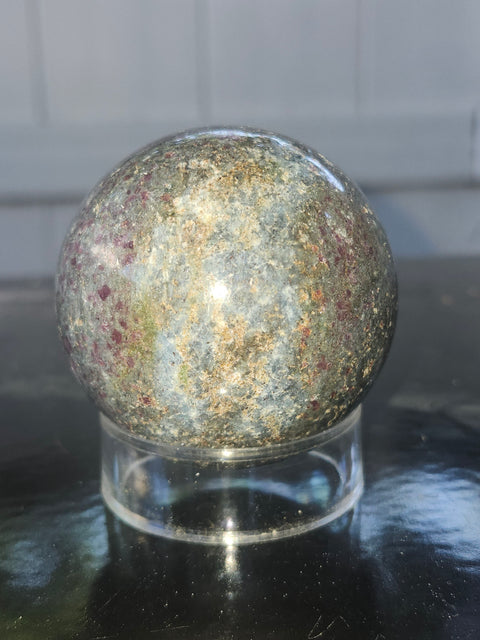 Ruby in kyanite sphere! 11 ounces, 54.5mm, 2.14 inches
