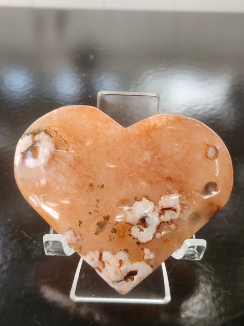 Ferruginous quartz heart! 5.5 ounces, 3.2 inches wide, 2.8 tall