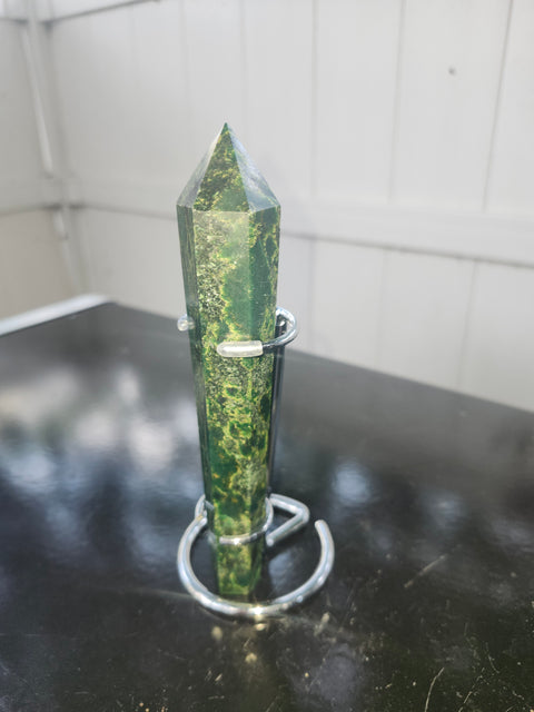 Green jasper scepter! 5.8 ounces, 6.1 inches