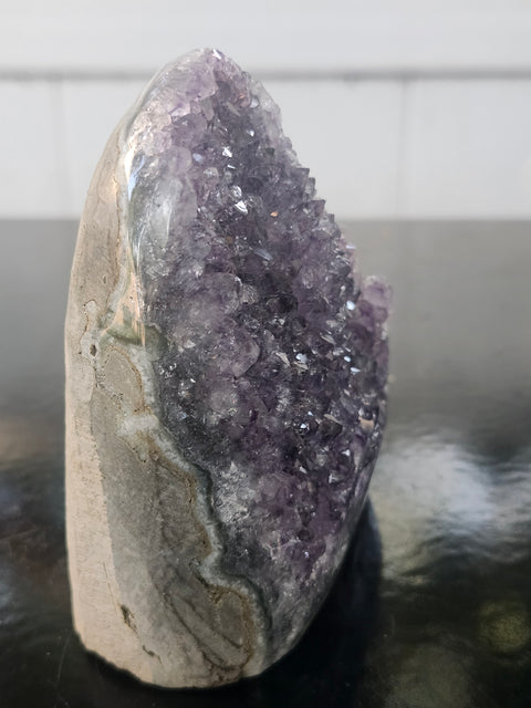 Amethyst cut base free form! 13.2 ounces, 3.5 inches tall, 2.8 wide