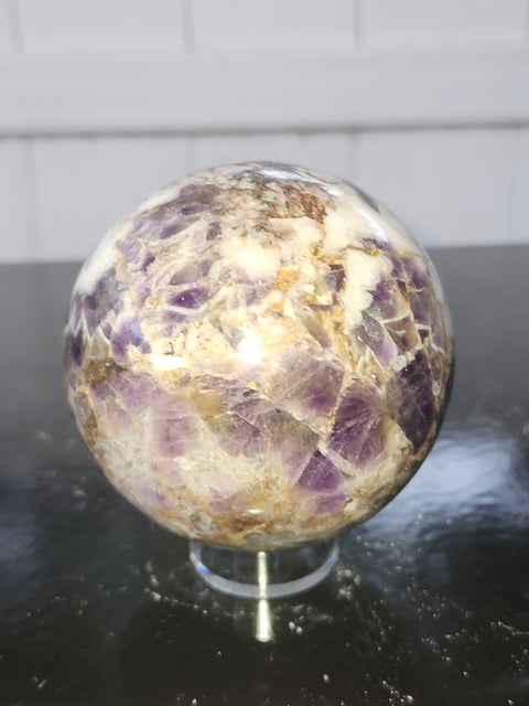 Chevron amethyst sphere!! 75mm, 2.95 inches, 1.4 pounds