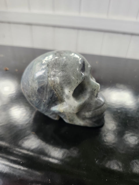 Labradorite skull! 1.2 pounds, 3.8 inches long, 2.8 tall, 2.3 wide