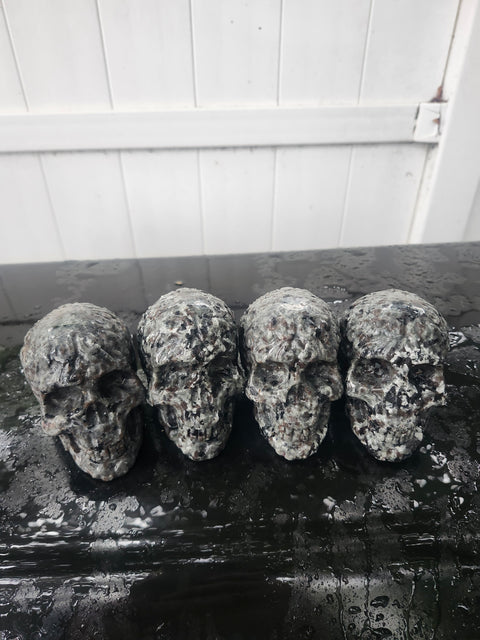 flame stone skull yooperlite 15 ounces, 3.3 inches long, 2.8 tall, 2.2 wide