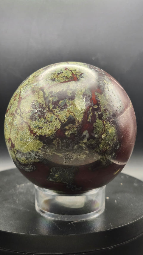 Dragon bloodstone sphere 80mm, 3.15 inches 1.11 pounds